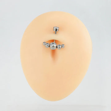 Genial anillo para el ombligo con circonita cúbica de titanio 14G