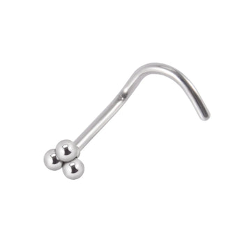 Corkscrew nose stud with 3 dots titanium silver nose ring 20G 6mm Ashley Piercing Jewelry