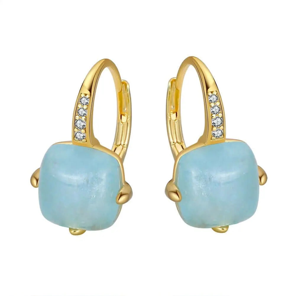 Cushion cut aquamarine drop earrings thejoue