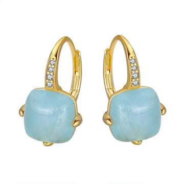 Cushion cut aquamarine drop earrings