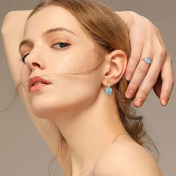 Cushion cut aquamarine drop earrings