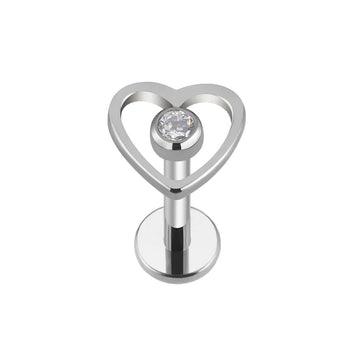 Cute helix earring with a heart and CZ titanium 16G Ashley Piercing Jewelry