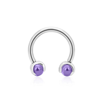 Daith barbell with round purple crystals circular barbell daith piercing titanium horseshoe barbell septum ring Ashley Piercing Jewelry