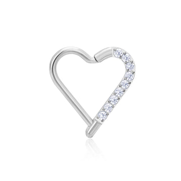 Daith corazón piercing anillo daith de oro y plata titanio 16G con piedras CZ clicker de segmento con bisagras