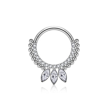 Diamond septum ring 16G titanium clicker nose ring Ashley Piercing Jewelry