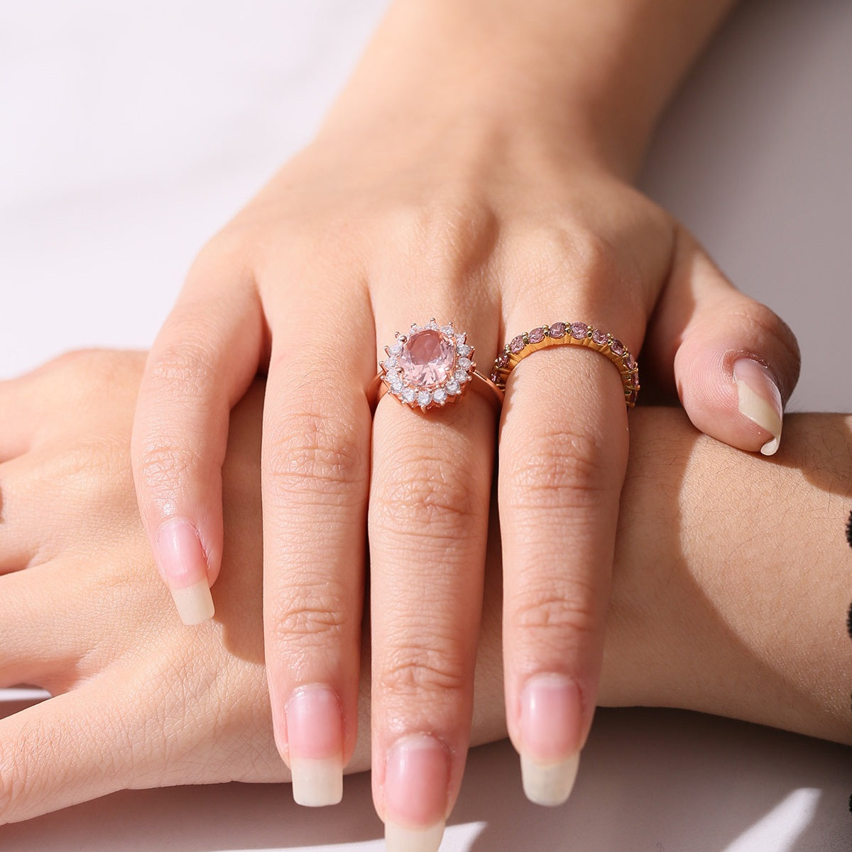 Pink morganite engagement ring Princess Diana replica ring Rosery Poetry