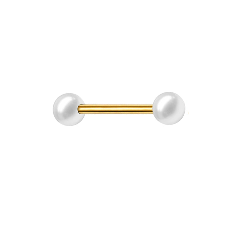 Pearl nipple barbell 14G titanium straight barbells 14mm 16mm 1 piece Ashley Piercing Jewelry