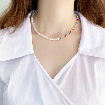 Beaded pearl necklace
