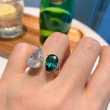 Emerald toi et moi ring vintage style Rosery Poetry