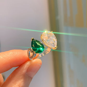 Emerald toi et moi ring vintage style Rosery Poetry