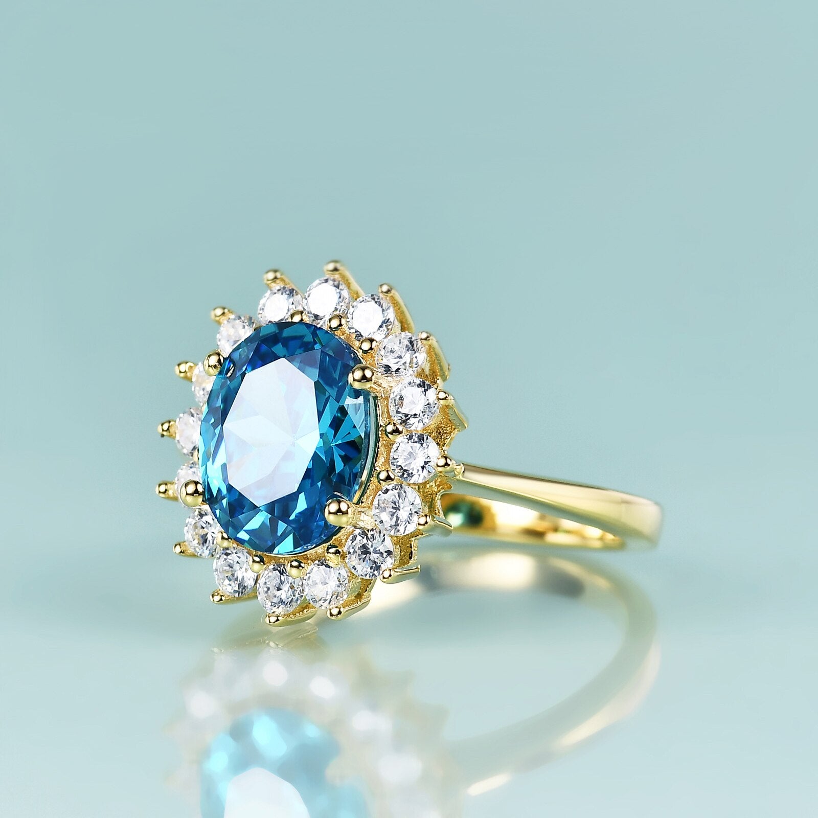Princess Diana replica ring blue aquamarine ring Rosery Poetry