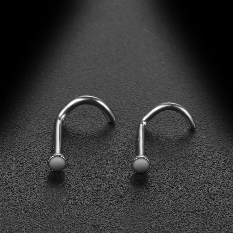 Tiny nose stud with a flat round disc titanium 18G 20G Rosery Poetry