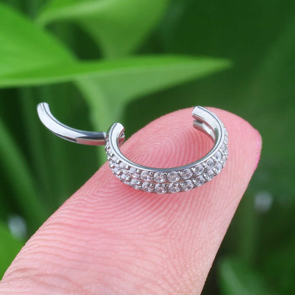Fancy septum rings double layered with CZ Rosery Poetry