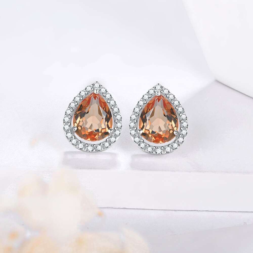 Zultanite earrings pear cut with white sapphire Rosery Poetry