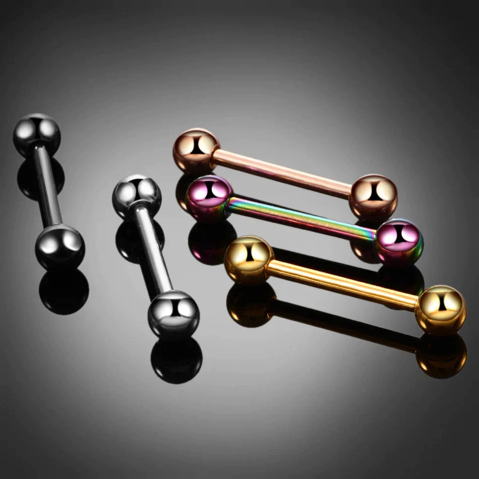 Industrial barbell titanium 16G 14G silver gold rose gold black rainbow male industrial piercing 34mm 36mm 38mm Ashley Piercing Jewelry