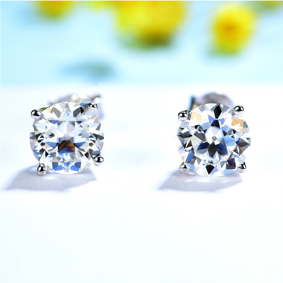 Moissanite stud earrings minimalist and classic Rosery Poetry