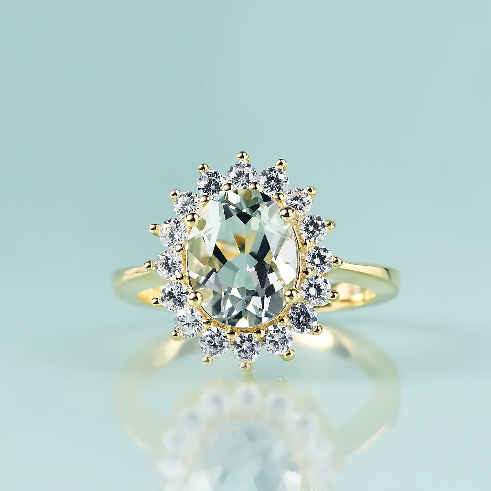 Princess Diana ring with natural green amethyst Rosery Poetry