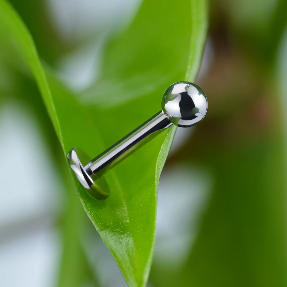 Flat back nose stud with a ball titanium Rosery Poetry
