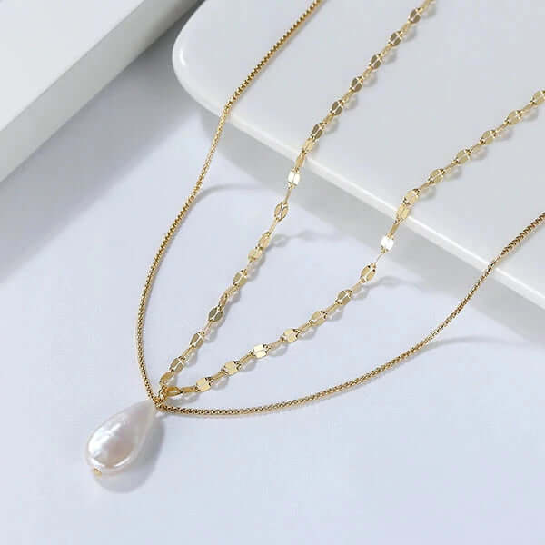 Layered pearl necklace QISU