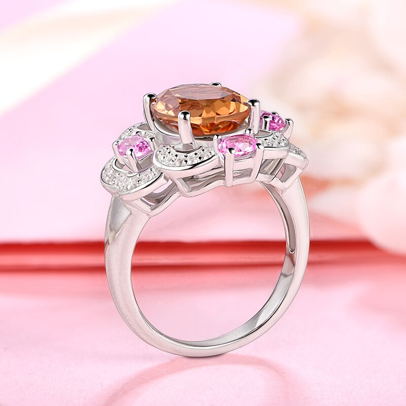 Zultanite ring large cocktail ring pink and orange 925 sterling silver Rosery Poetry