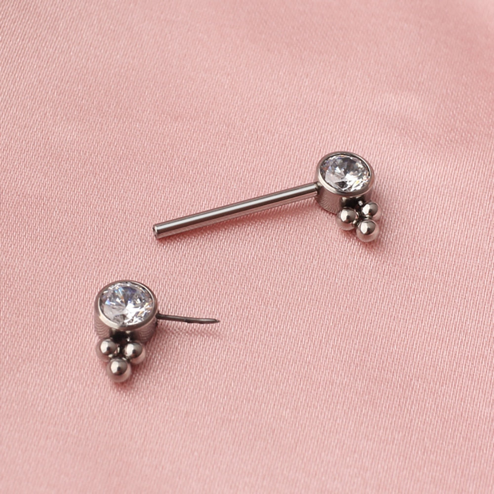 Implant-grade titanium nipple bar 14G 1 piece Ashley Piercing Jewelry