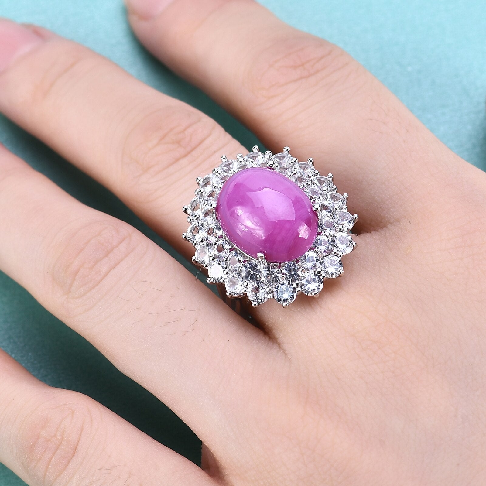 Pink Star Sapphire Diamond Platinum Ring – jeweleretteandco