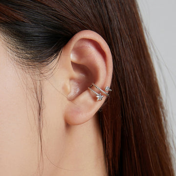 Ear cuff sin piercing con estrella en plata de primera ley