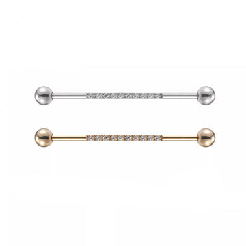 Industrial bar piercing cute with CZ stones gold and silver titanium 14G industrial barbell Ashley Piercing Jewelry