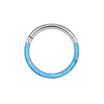 Opal daith ring titanium 16G clicker ring 6mm 8mm blue opal fire opal Ashley Piercing Jewelry