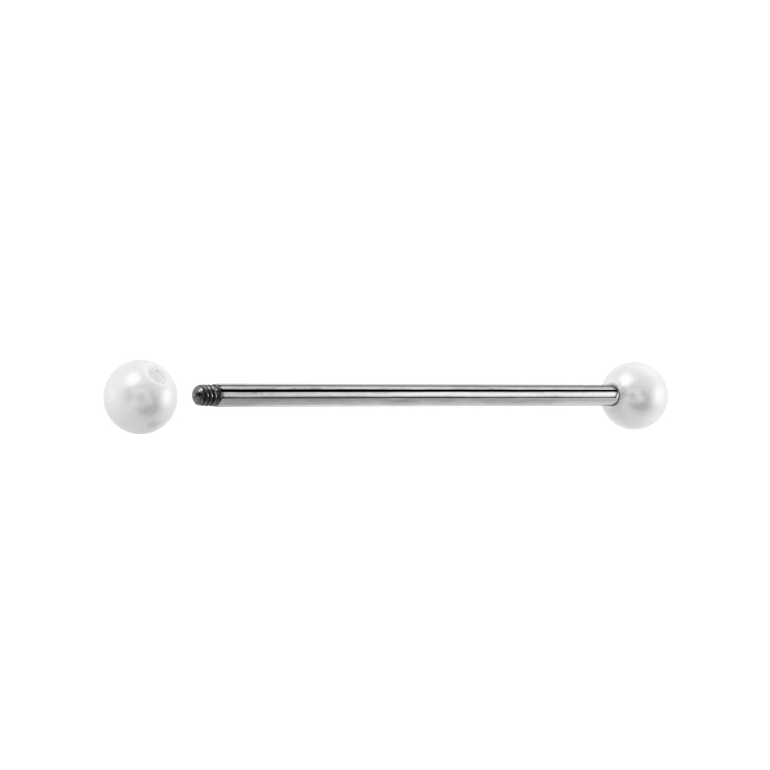 Pearl industrial piercing silver 14G 38mm pearl industrial bar titanium pearl balls externally threaded Ashley Piercing Jewelry