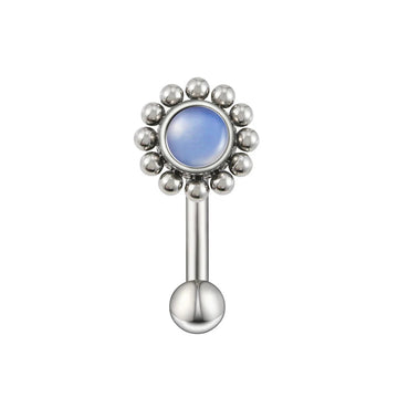 Rook piercing stud with natural gemstones titanium 16G flower rook earring curved barbell Ashley Piercing Jewelry