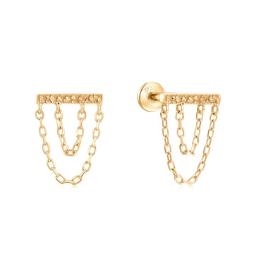 14K gold helix earring with chains conch earrings earlobe piercing jewelry labret stud