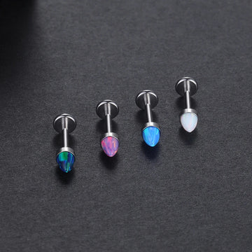 Orecchini a bottone opale con retro piatto in titanio 16G blu opale viola opale bianco opale orecchino