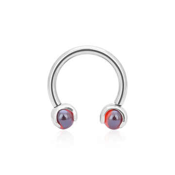 Barra Daith con cristales redondos de color púrpura, barra circular, piercing daith, anillo de tabique con barra de herradura de titanio