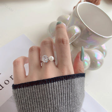 Anello di fidanzamento Toi et moi con perla Replica dell'anello di fidanzamento Ariana Grande