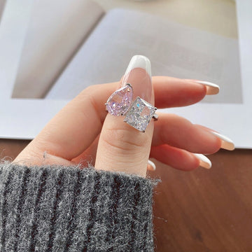 Moi et toi ring pink and white engagement ring Rosery Poetry