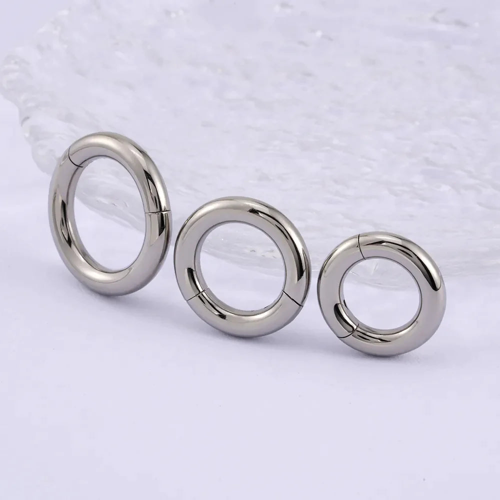 Large gauge piercing septum piercing implant-grade titanium 2G 4G 6G 8G 12G hinged segment ring Ashley Piercing Jewelry