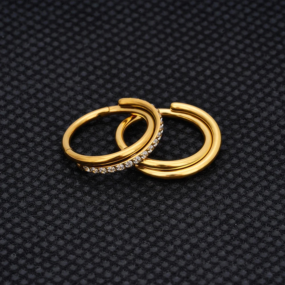 Double hoop conch earring 16g 12mm conch hoop outer conch ring titanium gold silver 8mm 10mm twisted ring Ashley Piercing Jewelry
