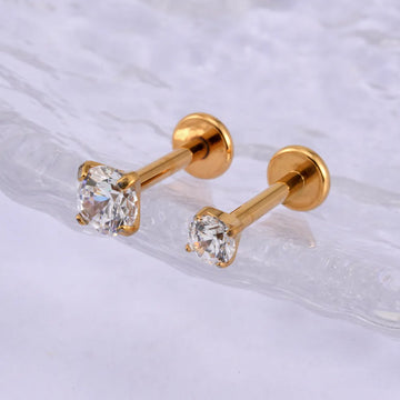 Diamond labret stud flat back labret nose stud with a clear crystal 16G implant-grade titanium Ashley Piercing Jewelry