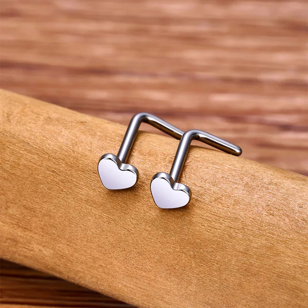 Piercing Nasale Mikikit 2 Pezzi In Acciaio Titanio, Nero, Forma A C, Per Unisex, Comodo E Liscio
