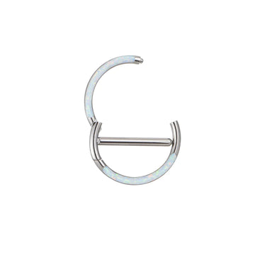 Anelli per capezzoli opali barre piercing diritte clicker in titanio 14G 14mm 1 pezzo