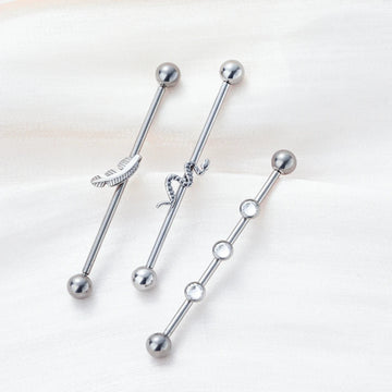 Piercing industrial de cobra 14G 38mm piercing de barra industrial de titânio prata