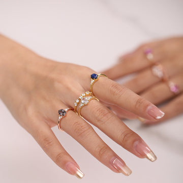 Anillo de cuarzo rutilado negro anillo de compromiso de cuarzo rutilado natural de talla ovalada oro rosa de 14K