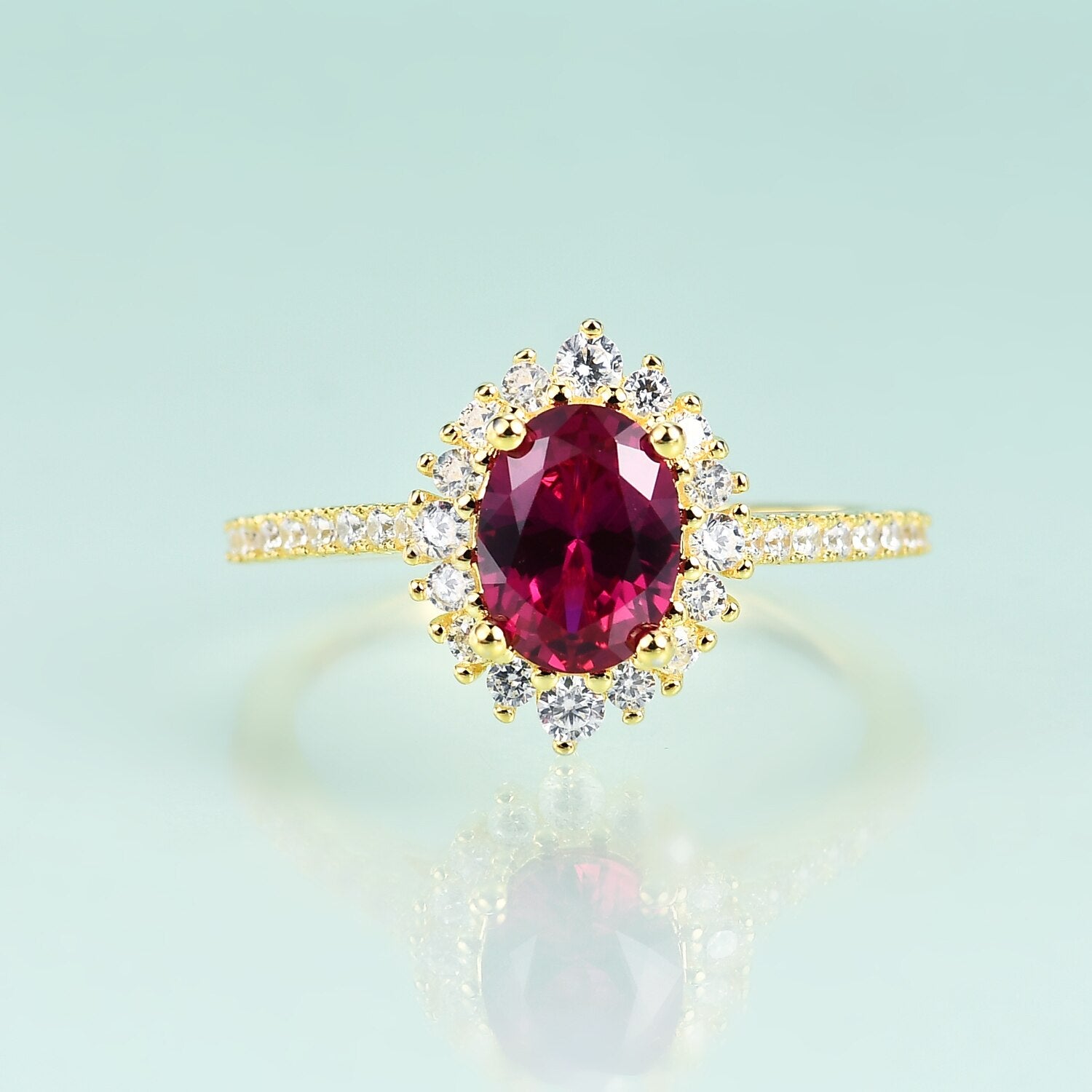 Gold ruby engagement ring Princess Diana ring Rosery Poetry