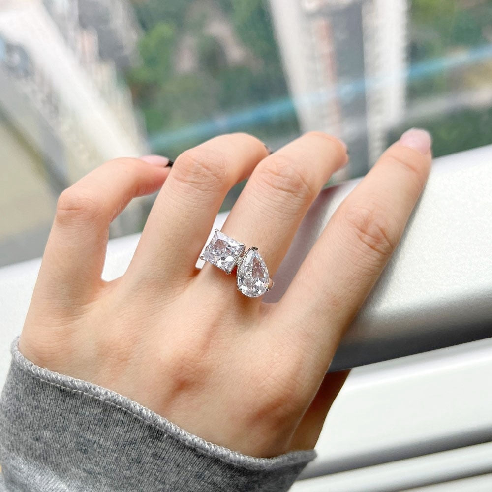Two stone engagement ring with white sapphire Emily Ratajkowski engagement ring Rosery Poetry