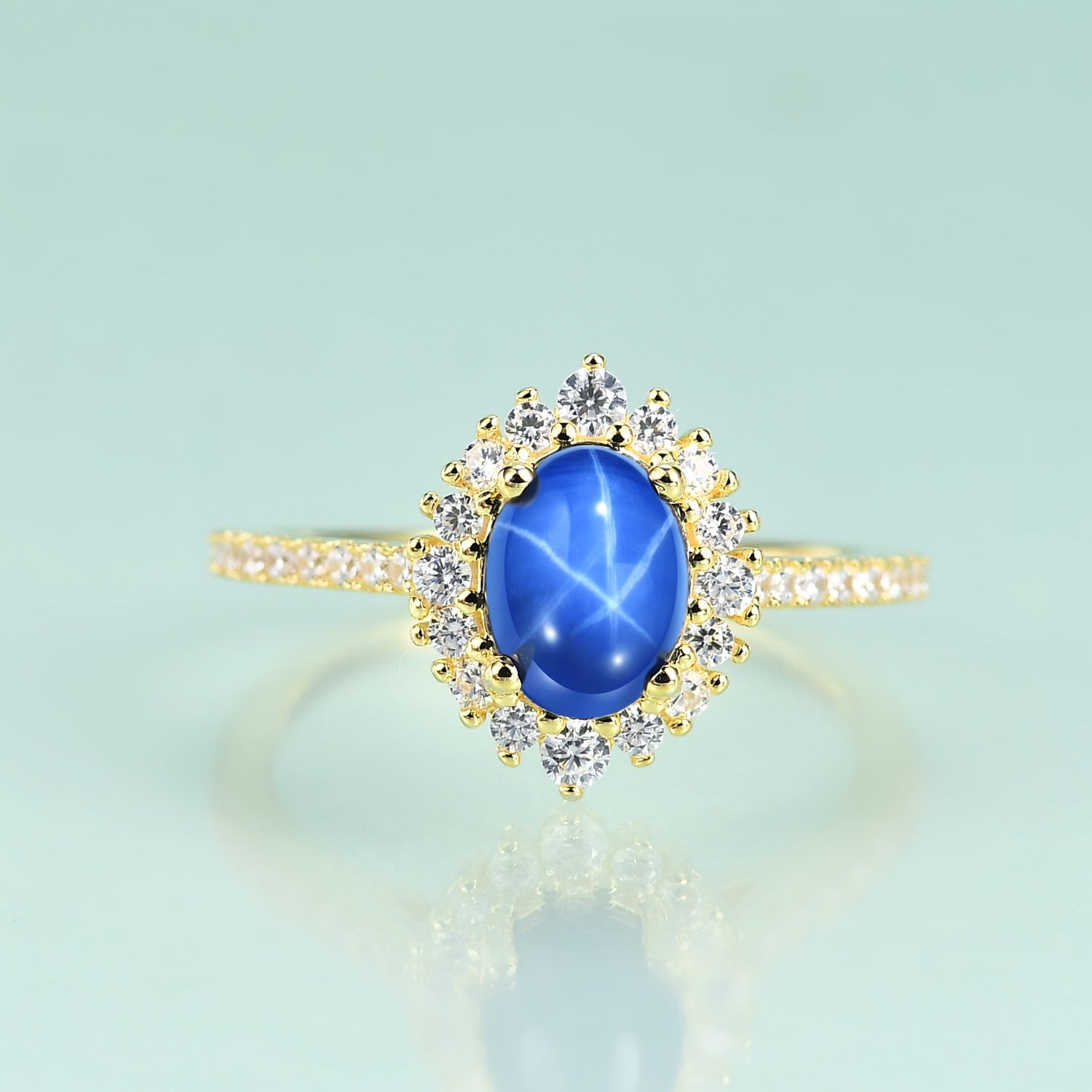 Vintage 10k White Gold Blue Star Sapphire Ring Size 6 Lab Created Stone |  eBay
