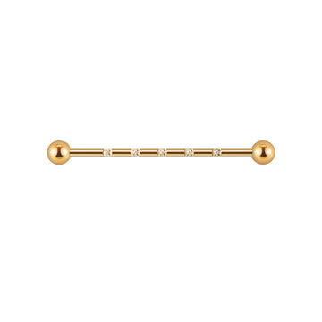 Brinco de barra industrial com cz 14G 38mm titânio piercing de barra industrial ouro prata rosa ouro preto