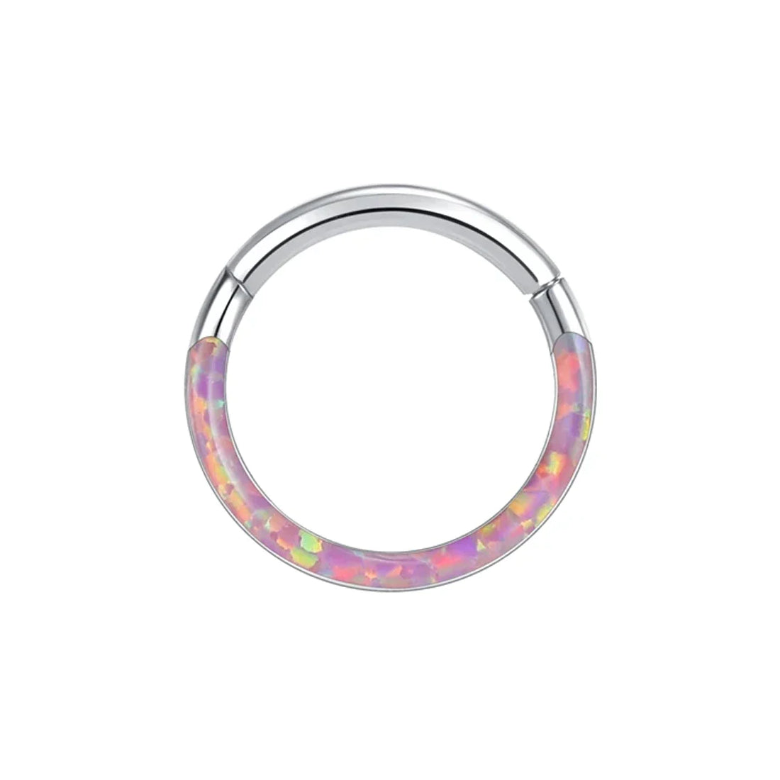 Opal daith ring titanium 16G clicker ring 6mm 8mm blue opal fire opal Ashley Piercing Jewelry
