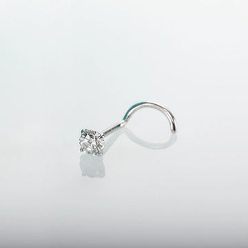 20G 14K white gold nose stud with moissanite Rosery Poetry