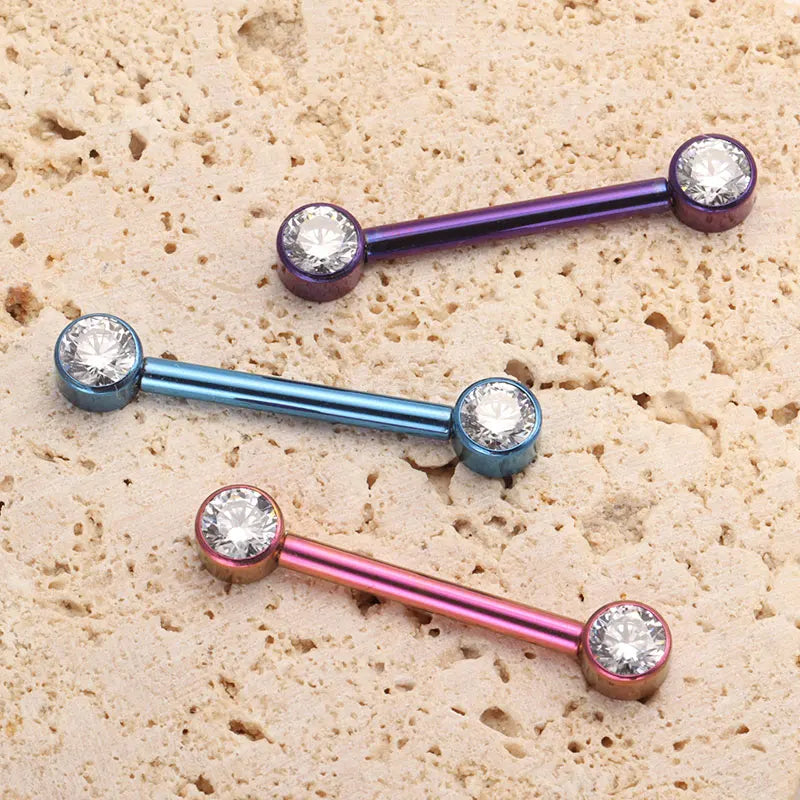 Internally threaded titanium nipple ring 14 gauge blue pink purple 1 piece Ashley Piercing Jewelry